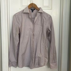 Chaps No Iron Oversized Striped Cotton Button Down Shirt Sz L EUC